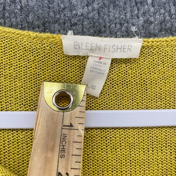 Eileen Fisher Sweater L Mustard Organic Linen Pullover Hippie Lagenlook Casual - Picture 5 of 8